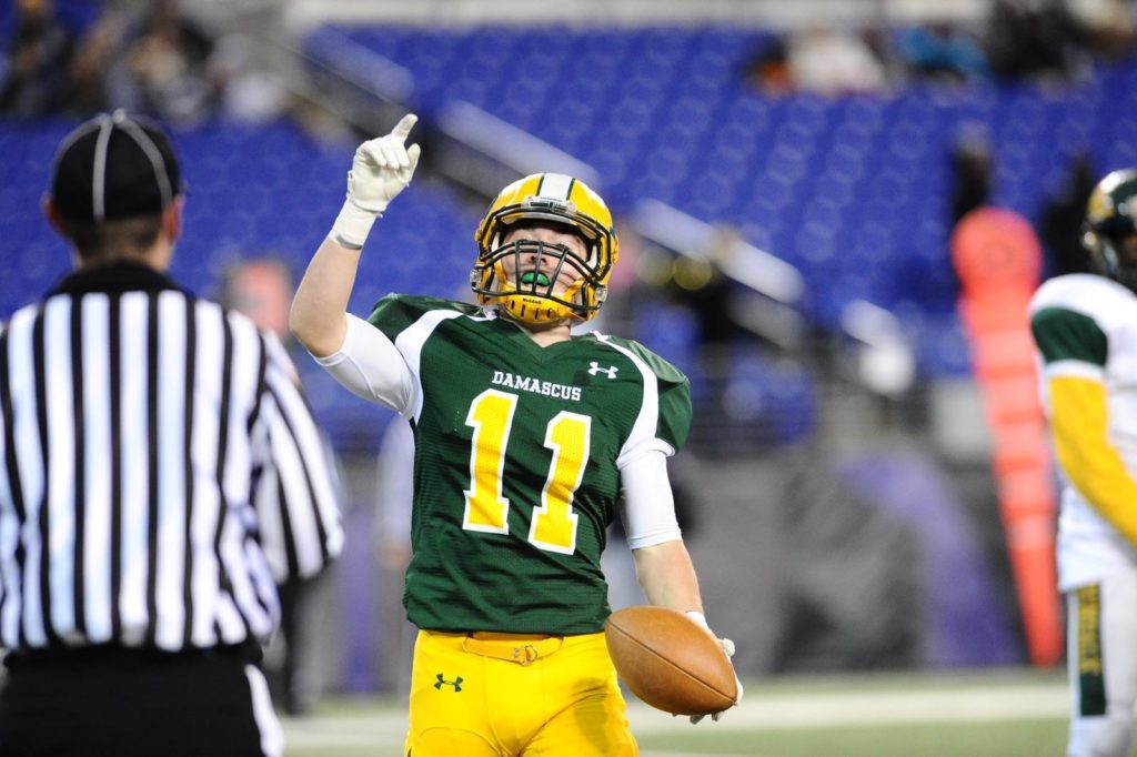 Will Armstrong rushes for a touchdown in the Class 3A state championship game against Dundalk in December. Courtesy photo.